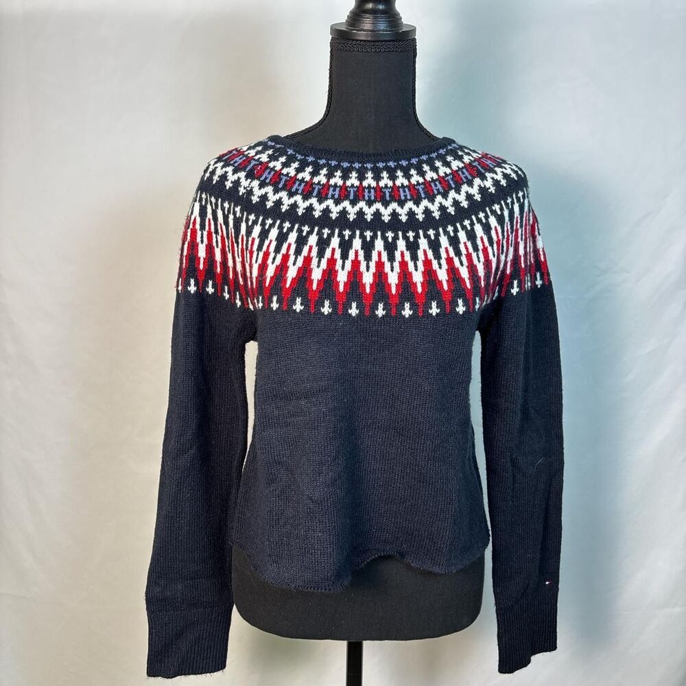 Tommy Hilfiger Navy & red patterned sweater